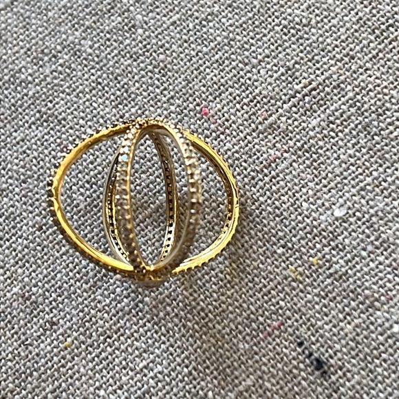 Henri Bendel Luxe Pave Orbital Gold Crystal Ring Sz 6.5 - Picture 5 of 6